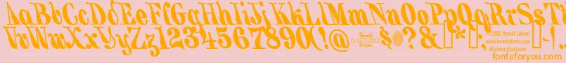 フォントBackhandBrush – オレンジの文字がピンクの背景にあります。