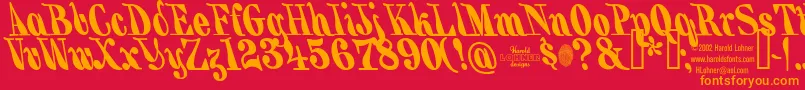 BackhandBrush Font – Orange Fonts on Red Background