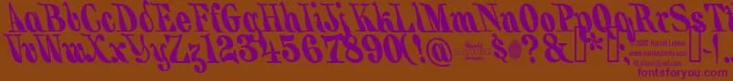 BackhandBrush Font – Purple Fonts on Brown Background