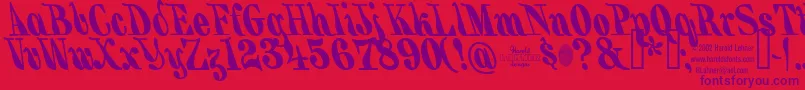 BackhandBrush Font – Purple Fonts on Red Background