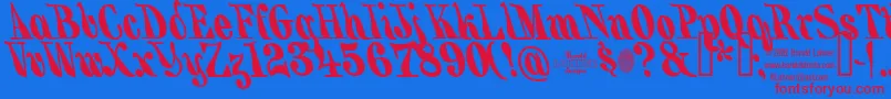 BackhandBrush Font – Red Fonts on Blue Background
