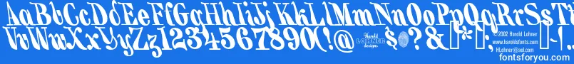 BackhandBrush Font – White Fonts on Blue Background