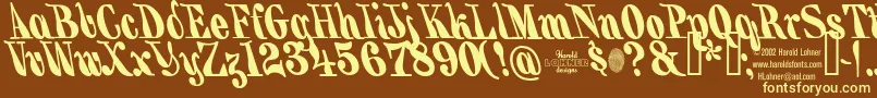 Шрифт BackhandBrush – жёлтые шрифты на коричневом фоне