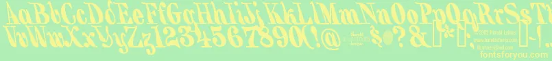 BackhandBrush Font – Yellow Fonts on Green Background