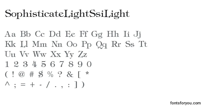 Czcionka SophisticateLightSsiLight – alfabet, cyfry, specjalne znaki