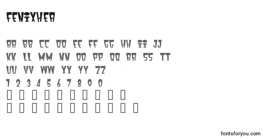 A fonte Fenixhea – alfabeto, números, caracteres especiais