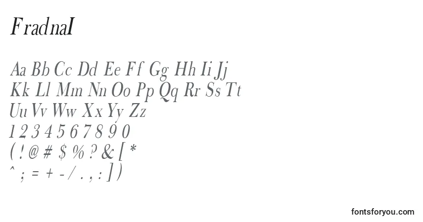 A fonte FradnaI – alfabeto, números, caracteres especiais
