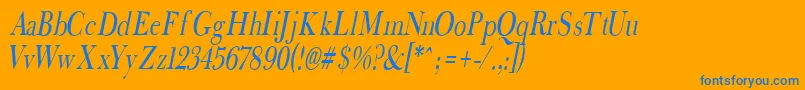 FradnaI-Schriftart – Blaue Schriften auf orangefarbenem Hintergrund