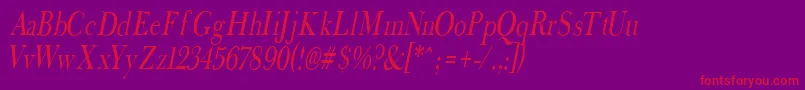 FradnaI-Schriftart – Rote Schriften auf violettem Hintergrund