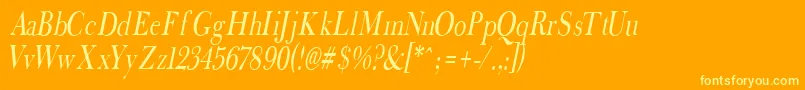 FradnaI-Schriftart – Gelbe Schriften auf orangefarbenem Hintergrund