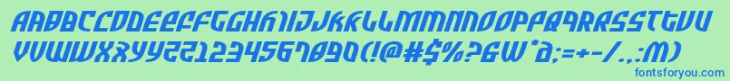 Czcionka Zoneriderxtraexpandital – niebieskie czcionki na zielonym tle