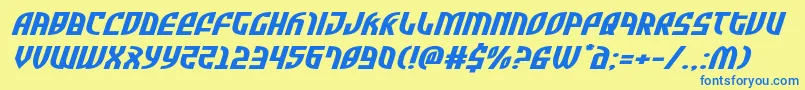 Zoneriderxtraexpandital Font – Blue Fonts on Yellow Background
