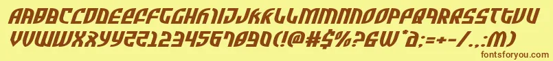 Fonte Zoneriderxtraexpandital – fontes marrons em um fundo amarelo