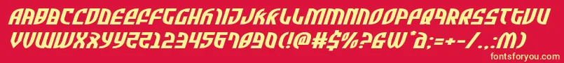 Zoneriderxtraexpandital-Schriftart – Gelbe Schriften auf rotem Hintergrund