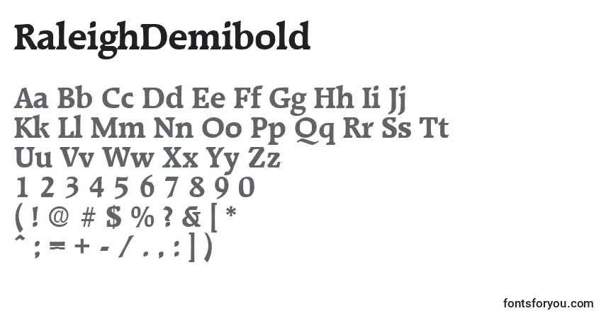 Шрифт RaleighDemibold – алфавит, цифры, специальные символы