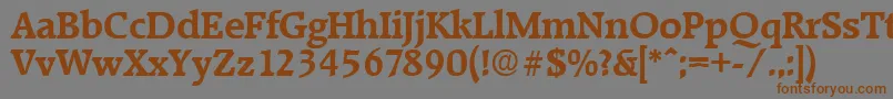 フォントRaleighDemibold – 茶色の文字が灰色の背景にあります。
