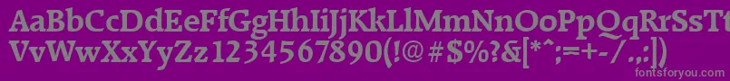 RaleighDemibold-Schriftart – Graue Schriften auf violettem Hintergrund