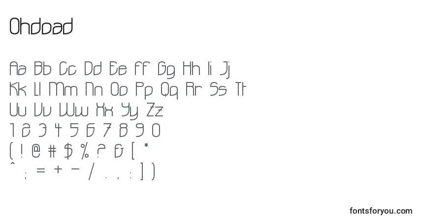 A fonte Ohdoad – alfabeto, números, caracteres especiais
