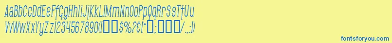 フォントSfGothicanCondensedItalic – 青い文字が黄色の背景にあります。