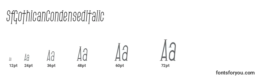 Размеры шрифта SfGothicanCondensedItalic