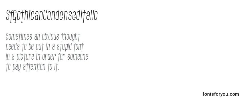 Review of the SfGothicanCondensedItalic Font