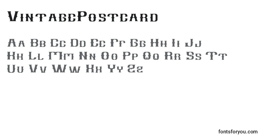VintagePostcard Font – alphabet, numbers, special characters