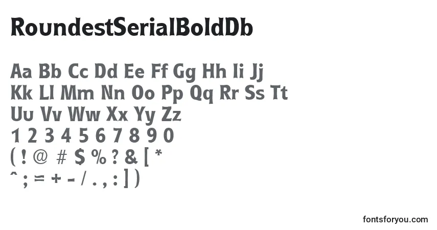 Czcionka RoundestSerialBoldDb – alfabet, cyfry, specjalne znaki