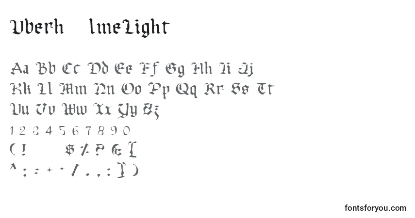 Czcionka UberhГ¶lmeLight – alfabet, cyfry, specjalne znaki