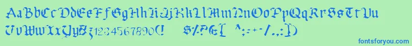 Шрифт UberhГ¶lmeLight – синие шрифты на зелёном фоне