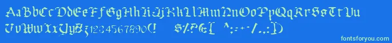 UberhГ¶lmeLight-fontti – vihreät fontit sinisellä taustalla