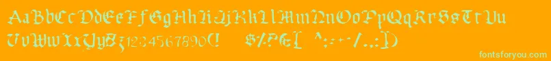 UberhГ¶lmeLight-Schriftart – Grüne Schriften auf orangefarbenem Hintergrund