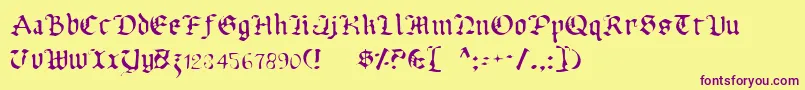 Fonte UberhГ¶lmeLight – fontes roxas em um fundo amarelo