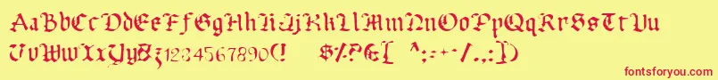 UberhГ¶lmeLight-Schriftart – Rote Schriften auf gelbem Hintergrund