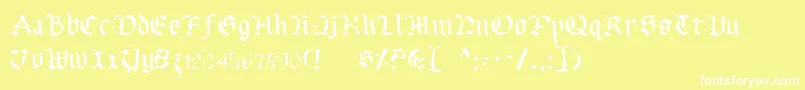 UberhГ¶lmeLight-Schriftart – Weiße Schriften auf gelbem Hintergrund