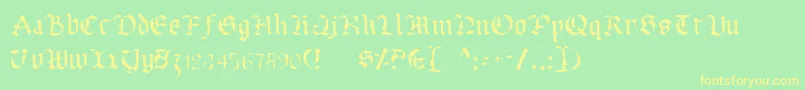 UberhГ¶lmeLight-fontti – keltaiset fontit vihreällä taustalla