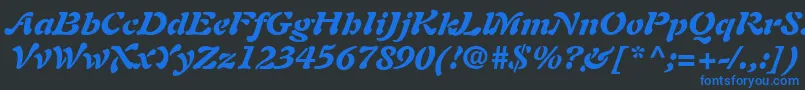 Шрифт PaletteBlackSsiBlackItalic – синие шрифты на чёрном фоне