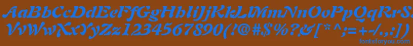 PaletteBlackSsiBlackItalic-fontti – siniset fontit ruskealla taustalla