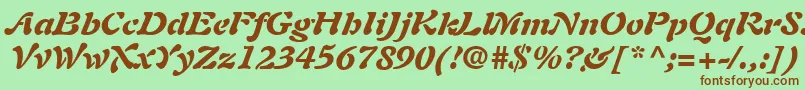 Fonte PaletteBlackSsiBlackItalic – fontes marrons em um fundo verde