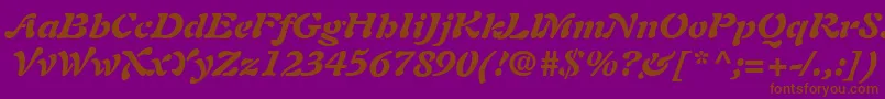 PaletteBlackSsiBlackItalic-Schriftart – Braune Schriften auf violettem Hintergrund