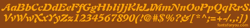 PaletteBlackSsiBlackItalic-Schriftart – Orangefarbene Schriften auf braunem Hintergrund