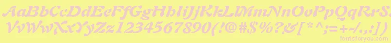 Fonte PaletteBlackSsiBlackItalic – fontes rosa em um fundo amarelo