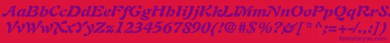 PaletteBlackSsiBlackItalic-Schriftart – Violette Schriften auf rotem Hintergrund