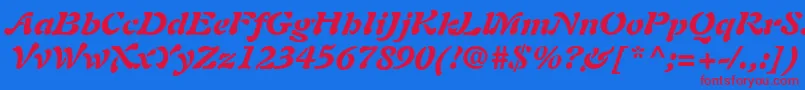 PaletteBlackSsiBlackItalic-Schriftart – Rote Schriften auf blauem Hintergrund