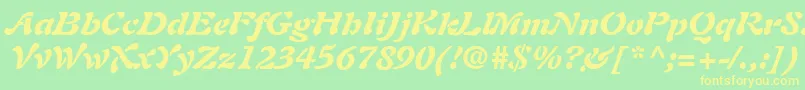 フォントPaletteBlackSsiBlackItalic – 黄色の文字が緑の背景にあります