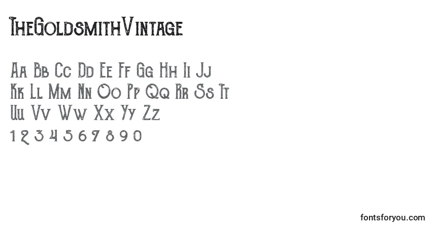 Schriftart TheGoldsmithVintage (88995) – Alphabet, Zahlen, spezielle Symbole
