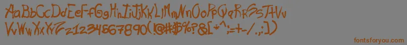 フォントRas – 茶色の文字が灰色の背景にあります。