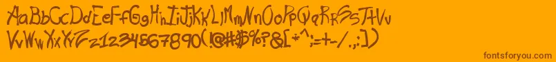 Ras-Schriftart – Braune Schriften auf orangefarbenem Hintergrund