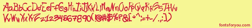 フォントRas – 赤い文字の黄色い背景