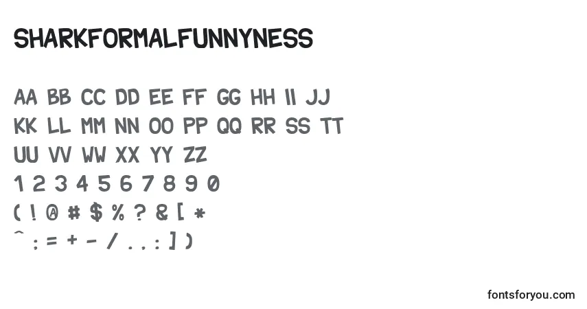 Czcionka Sharkformalfunnyness – alfabet, cyfry, specjalne znaki
