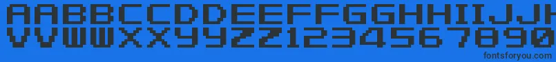 FZeroGbaText1-Schriftart – Schwarze Schriften auf blauem Hintergrund